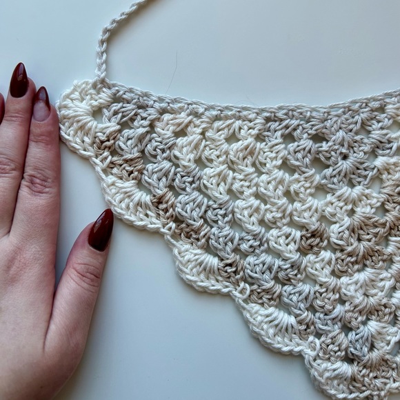 Handmade crochet neutral bandana/ headscarf - Picture 4 of 6